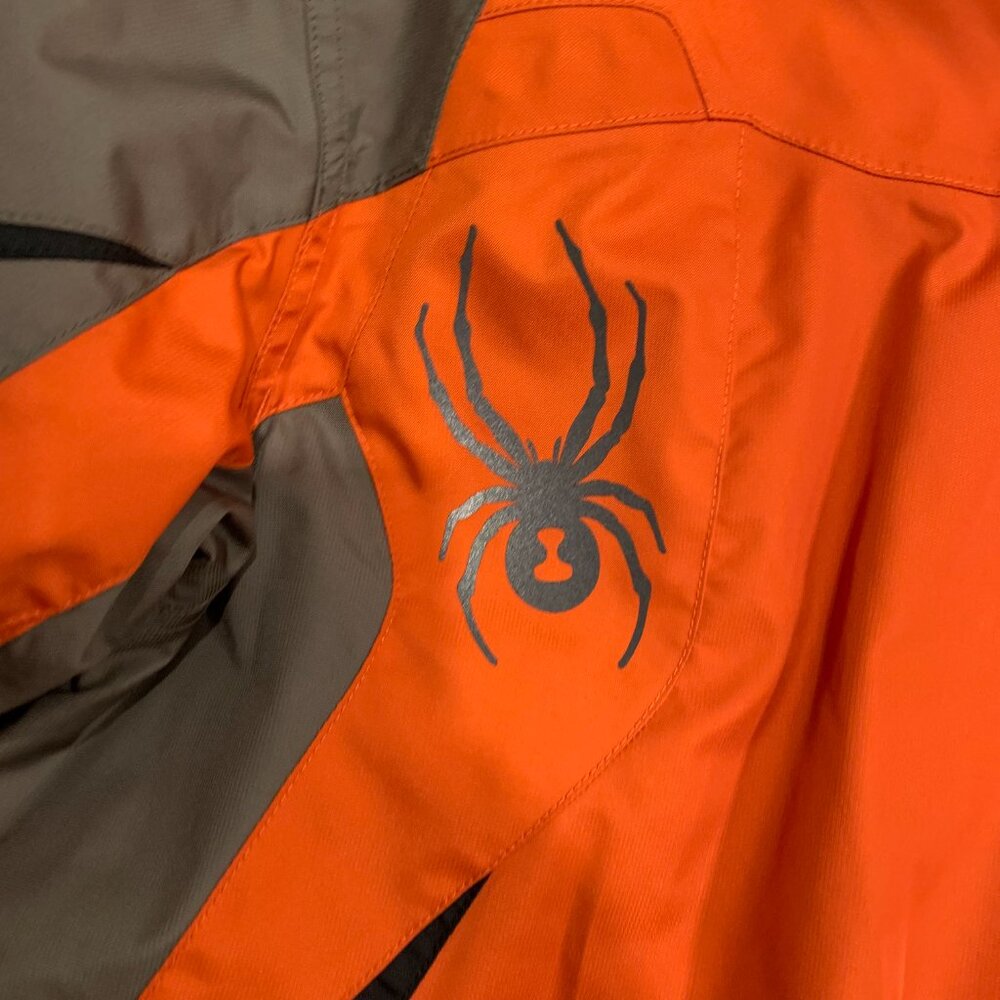 Spyder Ski/Snowboard Jacket LG Waterproof Insulated Orange/Grey - Picture 7 of 7